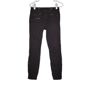 J. Crew Dark Gray Toothpick Jeans with Gold Zipper Accents